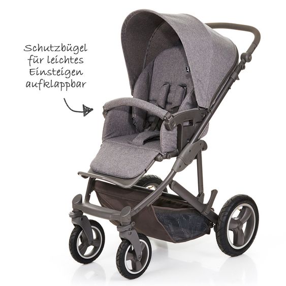 ABC Design Kombi-Kinderwagen Merano 4 Air - mit Babywanne, Wickeltasche und XXL Zubehör-Paket - Woven Anthracite