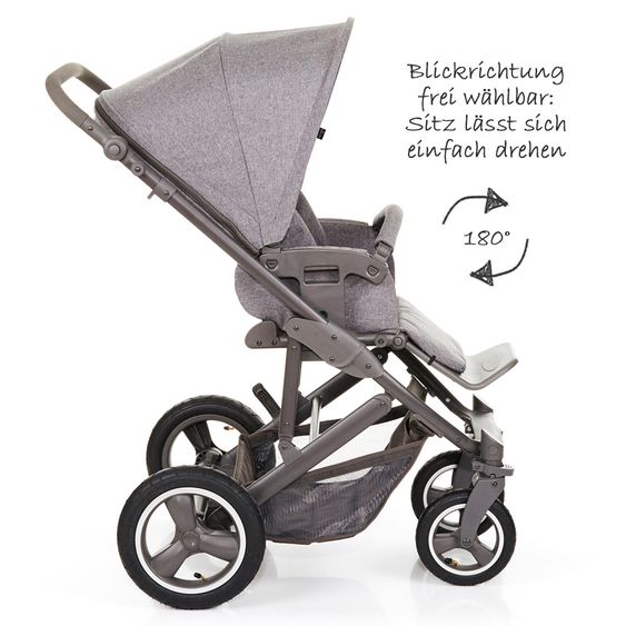 ABC Design Kombi-Kinderwagen Merano 4 Air - mit Babywanne, Wickeltasche und XXL Zubehör-Paket - Woven Anthracite