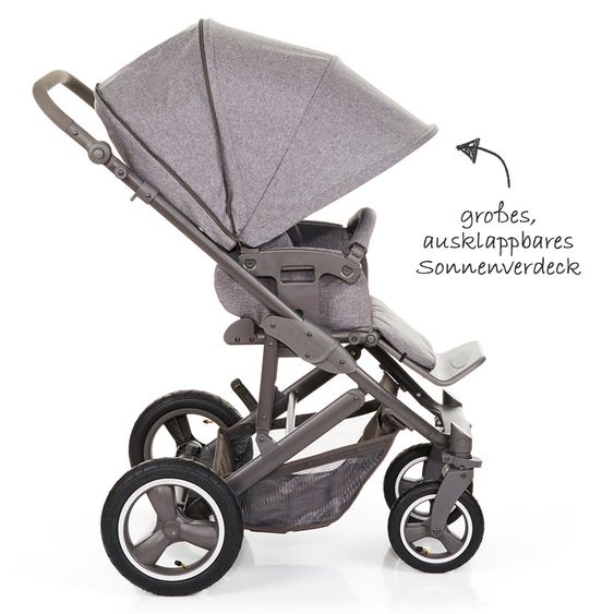 ABC Design Kombi-Kinderwagen Merano 4 Air - mit Babywanne, Wickeltasche und XXL Zubehör-Paket - Woven Anthracite