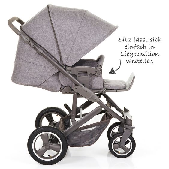 ABC Design Kombi-Kinderwagen Merano 4 Air - mit Babywanne, Wickeltasche und XXL Zubehör-Paket - Woven Anthracite