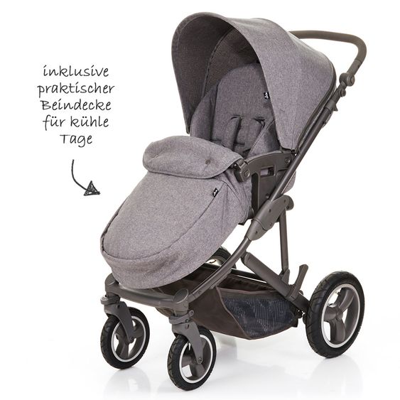 ABC Design Kombi-Kinderwagen Merano 4 Air - mit Babywanne, Wickeltasche und XXL Zubehör-Paket - Woven Anthracite