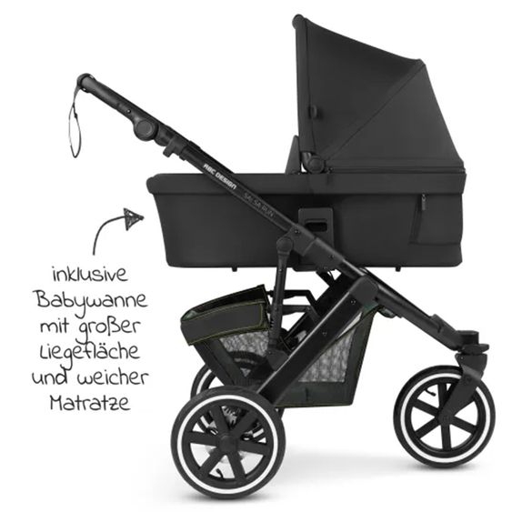 ABC Design Kombi-Kinderwagen Salsa Run - inkl. Babywanne und Sportsitz inkl. XXL Zubehörpaket (mit Sportzulassung, Luftbereifung & Handbremse) - Aqua