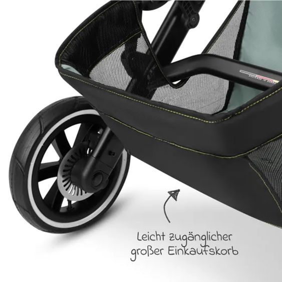 ABC Design Kombi-Kinderwagen Salsa Run - inkl. Babywanne und Sportsitz inkl. XXL Zubehörpaket (mit Sportzulassung, Luftbereifung & Handbremse) - Aqua