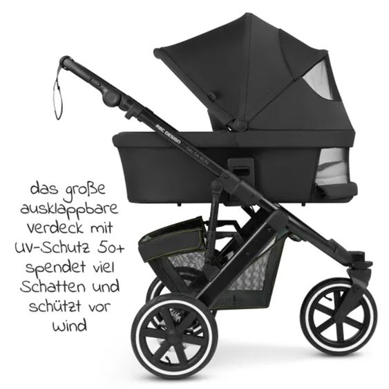 ABC Design Kombi-Kinderwagen Salsa Run - inkl. Babywanne und Sportsitz inkl. XXL Zubehörpaket (mit Sportzulassung, Luftbereifung & Handbremse) - Aqua