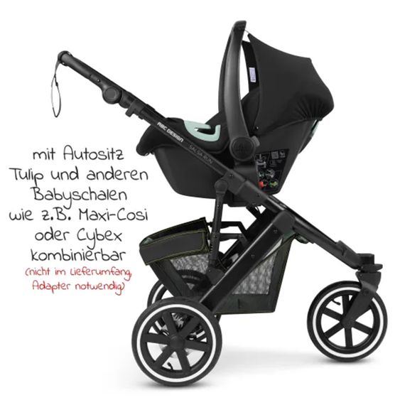 ABC Design Kombi-Kinderwagen Salsa Run - inkl. Babywanne und Sportsitz inkl. XXL Zubehörpaket (mit Sportzulassung, Luftbereifung & Handbremse) - Aqua