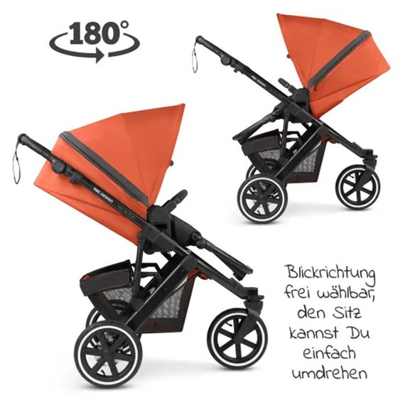 ABC Design Kombi-Kinderwagen Salsa Run - inkl. Babywanne und Sportsitz inkl. XXL Zubehörpaket (mit Sportzulassung, Luftbereifung & Handbremse) - Carrot