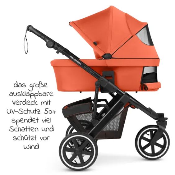 ABC Design Kombi-Kinderwagen Salsa Run - inkl. Babywanne und Sportsitz inkl. XXL Zubehörpaket (mit Sportzulassung, Luftbereifung & Handbremse) - Carrot