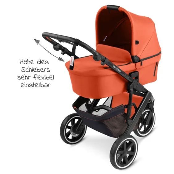 ABC Design Kombi-Kinderwagen Salsa Run - inkl. Babywanne und Sportsitz inkl. XXL Zubehörpaket (mit Sportzulassung, Luftbereifung & Handbremse) - Carrot