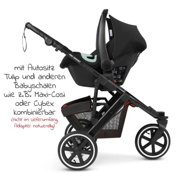 ABC Design Kombi-Kinderwagen Salsa Run - inkl. Babywanne und Sportsitz inkl. XXL Zubehörpaket (mit Sportzulassung, Luftbereifung & Handbremse) - Carrot