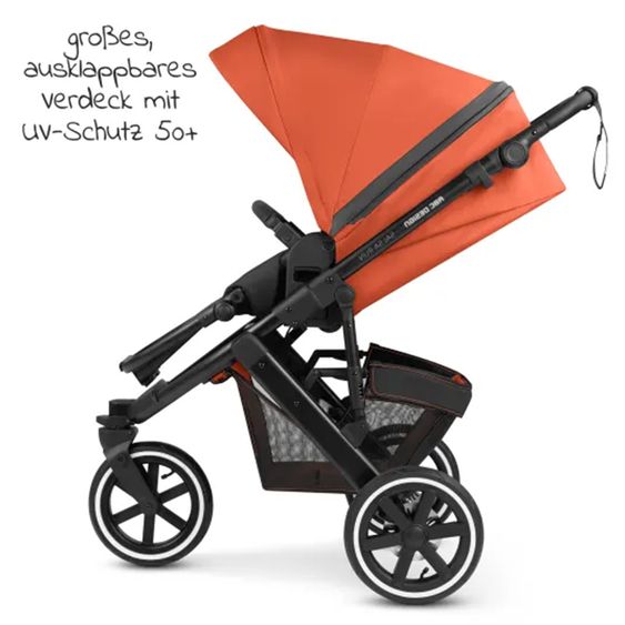 ABC Design Kombi-Kinderwagen Salsa Run - inkl. Babywanne und Sportsitz inkl. XXL Zubehörpaket (mit Sportzulassung, Luftbereifung & Handbremse) - Carrot