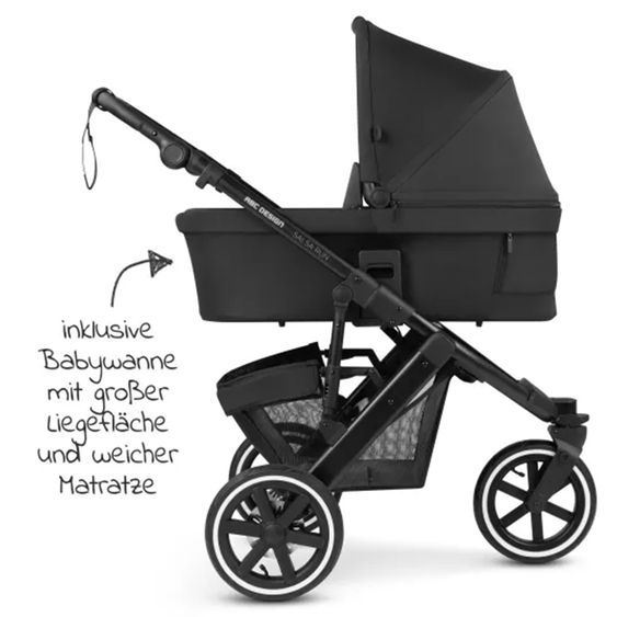 ABC Design Kombi-Kinderwagen Salsa Run - inkl. Babywanne und Sportsitz inkl. XXL Zubehörpaket (mit Sportzulassung, Luftbereifung & Handbremse) - Ink