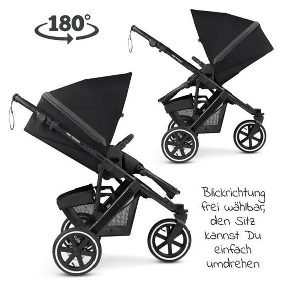 ABC Design Kombi-Kinderwagen Salsa Run - inkl. Babywanne und Sportsitz inkl. XXL Zubehörpaket (mit Sportzulassung, Luftbereifung & Handbremse) - Ink