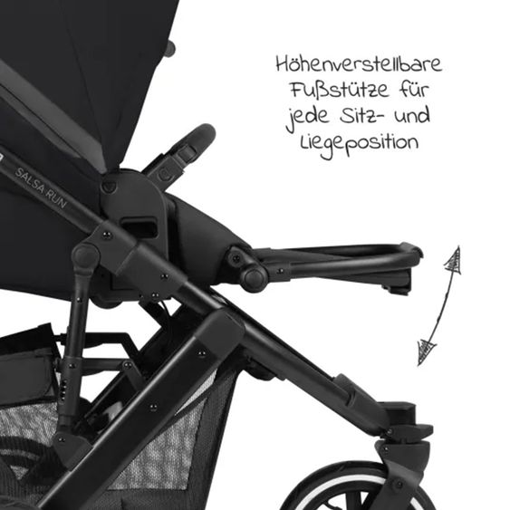 ABC Design Kombi-Kinderwagen Salsa Run - inkl. Babywanne und Sportsitz inkl. XXL Zubehörpaket (mit Sportzulassung, Luftbereifung & Handbremse) - Ink