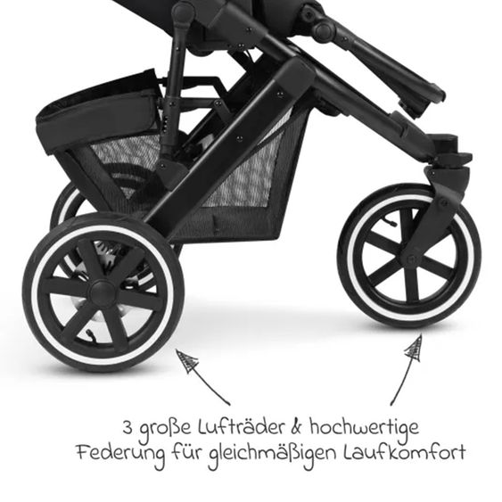 ABC Design Kombi-Kinderwagen Salsa Run - inkl. Babywanne und Sportsitz inkl. XXL Zubehörpaket (mit Sportzulassung, Luftbereifung & Handbremse) - Ink