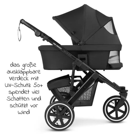 ABC Design Kombi-Kinderwagen Salsa Run - inkl. Babywanne und Sportsitz inkl. XXL Zubehörpaket (mit Sportzulassung, Luftbereifung & Handbremse) - Ink