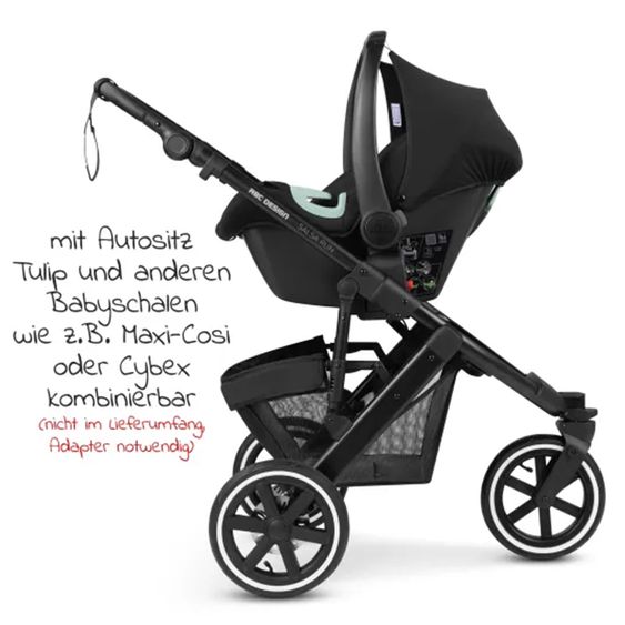 ABC Design Kombi-Kinderwagen Salsa Run - inkl. Babywanne und Sportsitz inkl. XXL Zubehörpaket (mit Sportzulassung, Luftbereifung & Handbremse) - Ink