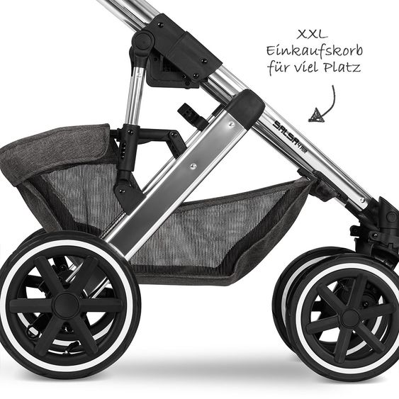 ABC Design Kombi-Kinderwagen Salsa 4 Air Diamond Edition - inkl. Babywanne, Sportsitz & XXL Zubehörpaket - Asphalt