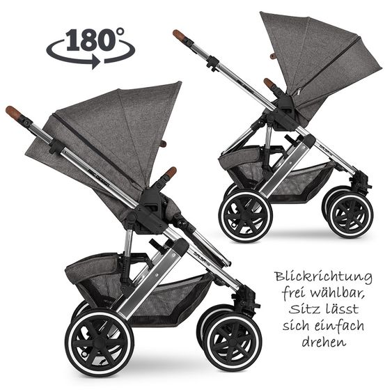 ABC Design Kombi-Kinderwagen Salsa 4 Air Diamond Edition - inkl. Babywanne, Sportsitz & XXL Zubehörpaket - Asphalt