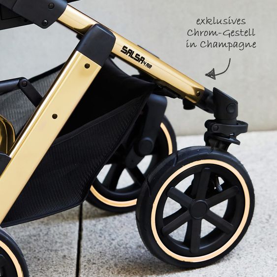 ABC Design Kombi-Kinderwagen Salsa 4 Air Diamond Edition - inkl. Babywanne, Sportsitz & XXL Zubehörpaket - Champagne