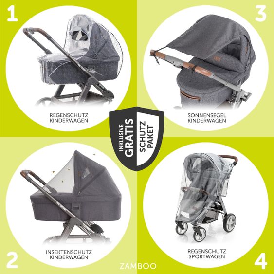 ABC Design Kombi-Kinderwagen Salsa 4 Air Diamond Edition - inkl. Babywanne, Sportsitz & XXL Zubehörpaket - Rose Gold