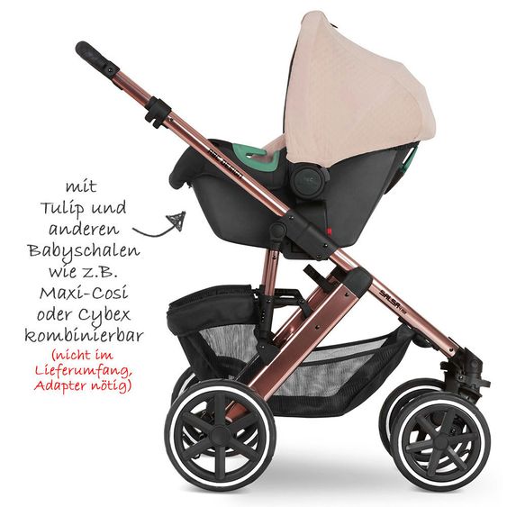 ABC Design Kombi-Kinderwagen Salsa 4 Air Diamond Edition - inkl. Babywanne, Sportsitz & XXL Zubehörpaket - Rose Gold