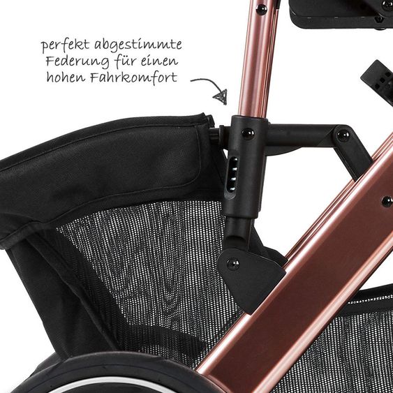 ABC Design Kombi-Kinderwagen Salsa 4 Air Diamond Edition - inkl. Babywanne, Sportsitz & XXL Zubehörpaket - Rose Gold