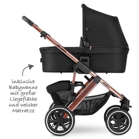 ABC Design Kombi-Kinderwagen Salsa 4 Air Diamond Edition - inkl. Babywanne, Sportsitz & XXL Zubehörpaket - Rose Gold