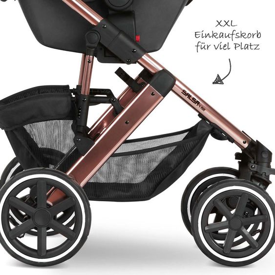 ABC Design Kombi-Kinderwagen Salsa 4 Air Diamond Edition - inkl. Babywanne, Sportsitz & XXL Zubehörpaket - Rose Gold