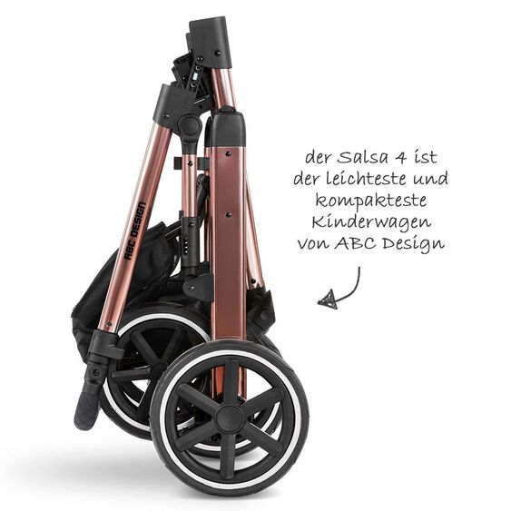 ABC Design Kombi-Kinderwagen Salsa 4 Air Diamond Edition - inkl. Babywanne, Sportsitz & XXL Zubehörpaket - Rose Gold