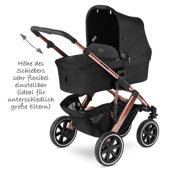 ABC Design Kombi-Kinderwagen Salsa 4 Air Diamond Edition - inkl. Babywanne, Sportsitz & XXL Zubehörpaket - Rose Gold