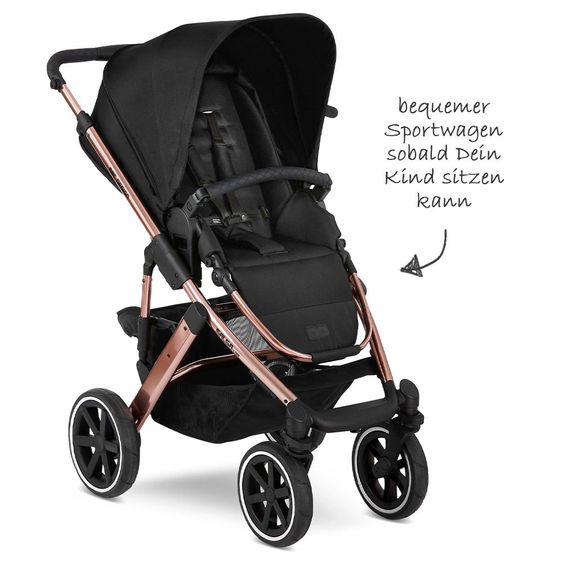 ABC Design Kombi-Kinderwagen Salsa 4 Air Diamond Edition - inkl. Babywanne, Sportsitz & XXL Zubehörpaket - Rose Gold