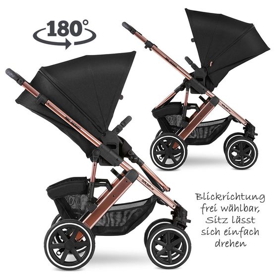 ABC Design Kombi-Kinderwagen Salsa 4 Air Diamond Edition - inkl. Babywanne, Sportsitz & XXL Zubehörpaket - Rose Gold