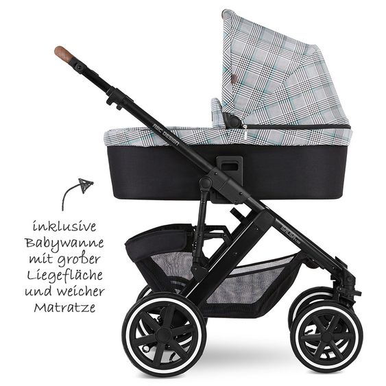 ABC Design Kombi-Kinderwagen Salsa 4 Air - Fashion Edition - inkl. Babywanne, Sportsitz & XXL Zubehörpaket - Smaragd