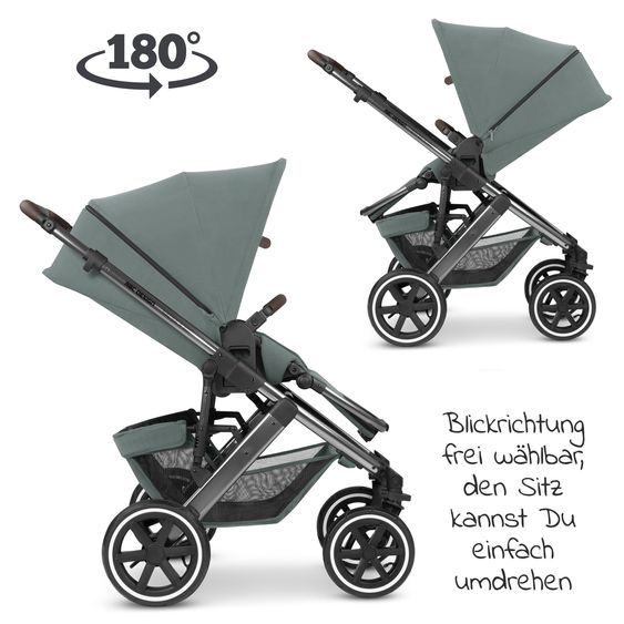 ABC Design Kombi-Kinderwagen Salsa 4 Air - inkl. Babywanne & Sportsitz - Aloe