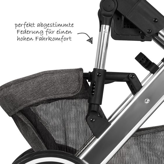 ABC Design Kombi-Kinderwagen Salsa 4 Air - inkl. Babywanne & Sportsitz - Diamond Edition - Asphalt