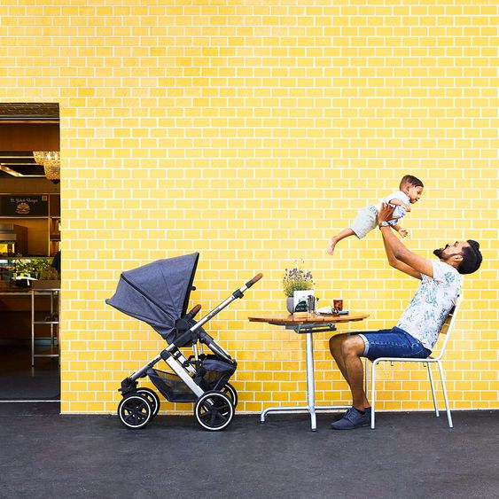 ABC Design Kombi-Kinderwagen Salsa 4 Air - inkl. Babywanne & Sportsitz - Diamond Edition - Asphalt