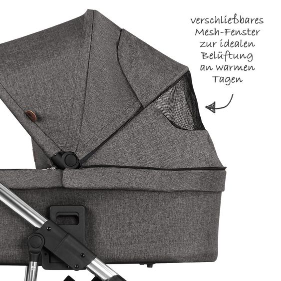 ABC Design Kombi-Kinderwagen Salsa 4 Air - inkl. Babywanne & Sportsitz - Diamond Edition - Asphalt
