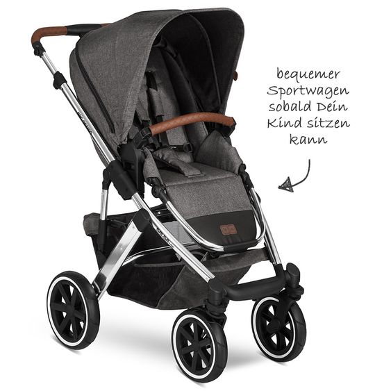 ABC Design Kombi-Kinderwagen Salsa 4 Air - inkl. Babywanne & Sportsitz - Diamond Edition - Asphalt