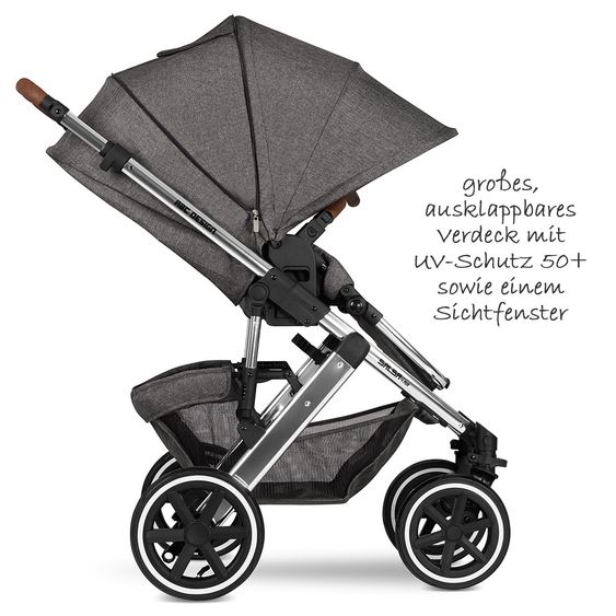 ABC Design Kombi-Kinderwagen Salsa 4 Air - inkl. Babywanne & Sportsitz - Diamond Edition - Asphalt