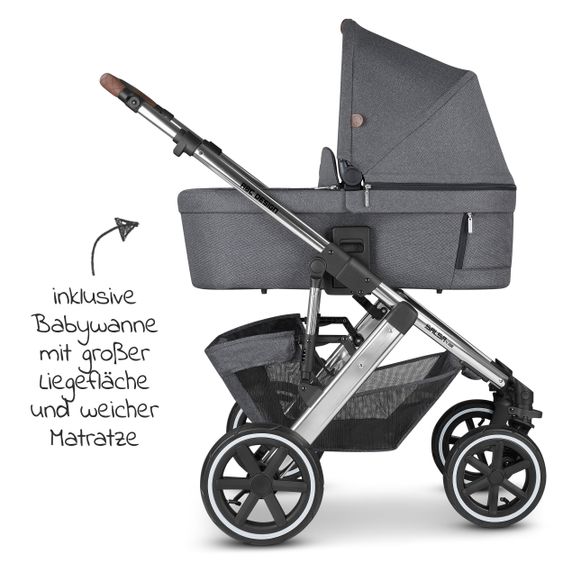 ABC Design Combi stroller Salsa 4 Air - incl. carrycot & sport seat - Diamond Edition - Asphalt