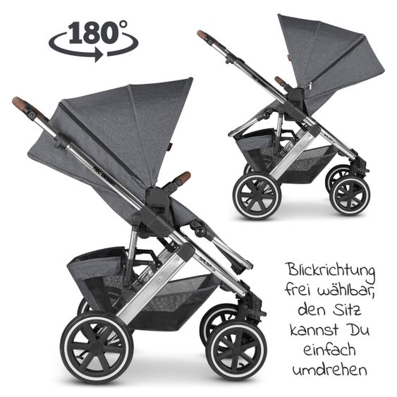 ABC Design Combi stroller Salsa 4 Air - incl. carrycot & sport seat - Diamond Edition - Asphalt