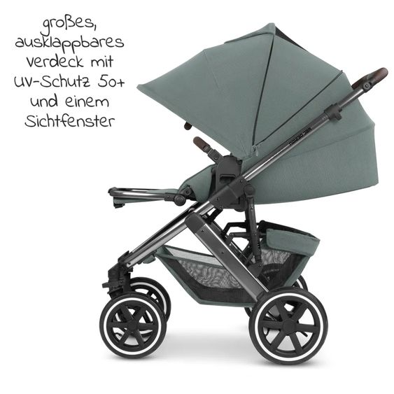 ABC Design Kombi-Kinderwagen Salsa 4 Air - inkl. Babywanne & Sportsitz mit Wickeltasche & XXL Zubehörpaket - Aloe