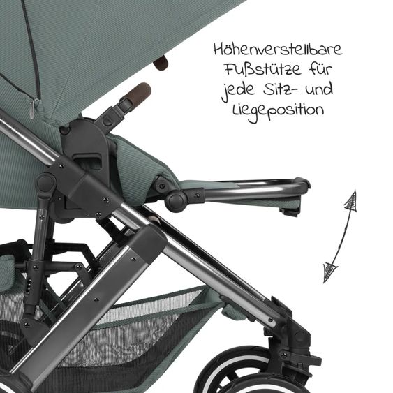 ABC Design Kombi-Kinderwagen Salsa 4 Air - inkl. Babywanne & Sportsitz mit Wickeltasche & XXL Zubehörpaket - Aloe