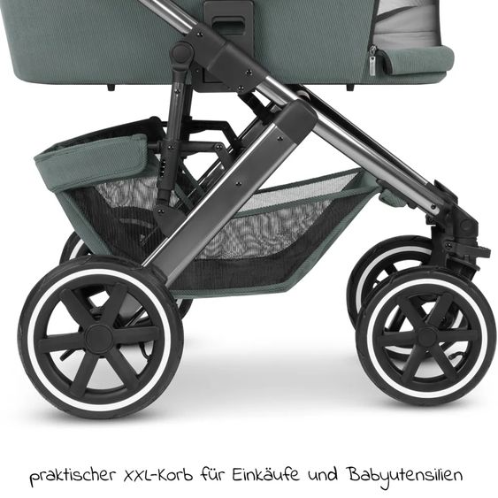 ABC Design Kombi-Kinderwagen Salsa 4 Air - inkl. Babywanne & Sportsitz mit Wickeltasche & XXL Zubehörpaket - Aloe