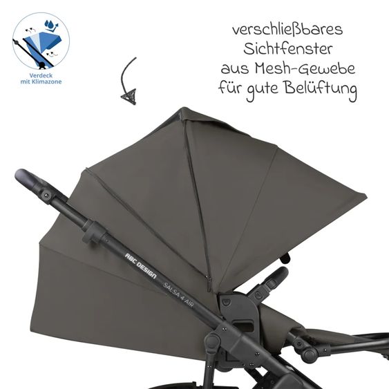 ABC Design Kombi-Kinderwagen Salsa 4 Air - inkl. Babywanne & Sportsitz mit Wickeltasche & XXL Zubehörpaket - Cloud