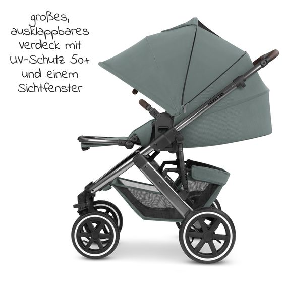 ABC Design Kombi-Kinderwagen Salsa 4 Air - inkl. Babywanne & Sportsitz mit XXL Zubehörpaket - Aloe