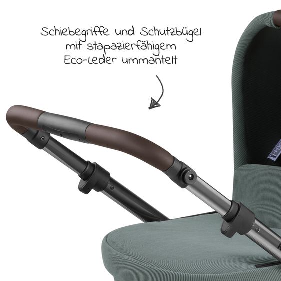 ABC Design Kombi-Kinderwagen Salsa 4 Air - inkl. Babywanne & Sportsitz mit XXL Zubehörpaket - Aloe