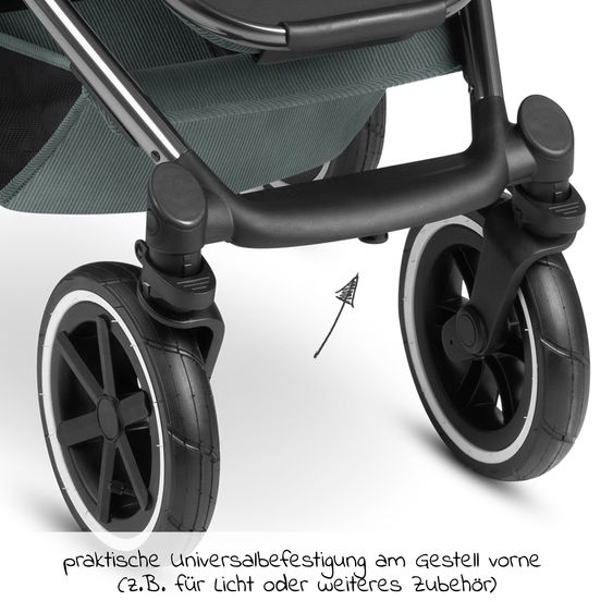 ABC Design Kombi-Kinderwagen Salsa 4 Air - inkl. Babywanne & Sportsitz mit XXL Zubehörpaket - Aloe