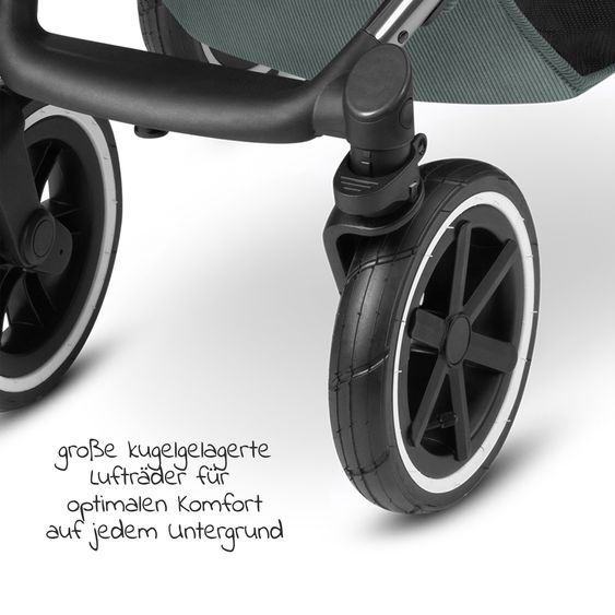 ABC Design Kombi-Kinderwagen Salsa 4 Air - inkl. Babywanne & Sportsitz mit XXL Zubehörpaket - Aloe