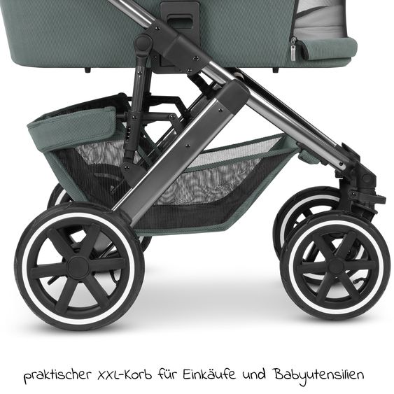 ABC Design Kombi-Kinderwagen Salsa 4 Air - inkl. Babywanne & Sportsitz mit XXL Zubehörpaket - Aloe